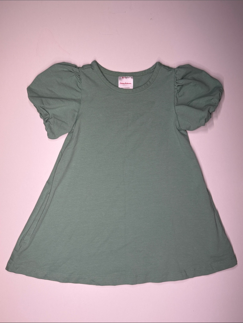 Hanna Andersson Puff Sleeve A-Line Dress - Sage Green